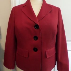 Women's Kasper Blazer, Size 16W, Plus Size, Button Front, Red, Textured